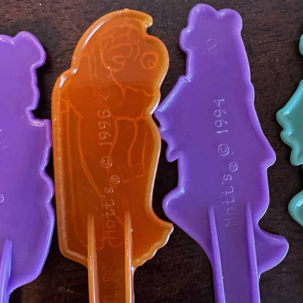 7 - 1994/96 MOTT'S Penguin, Bear & Squid Mascot Plastic Collectible Spoons